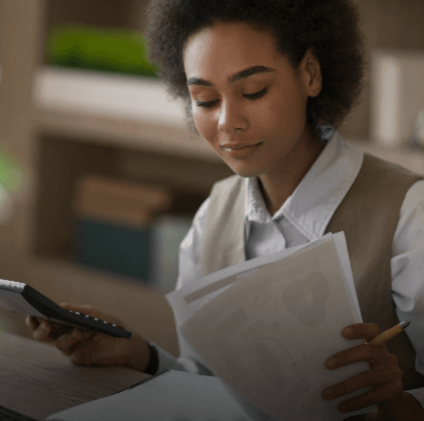 Woman reading documents